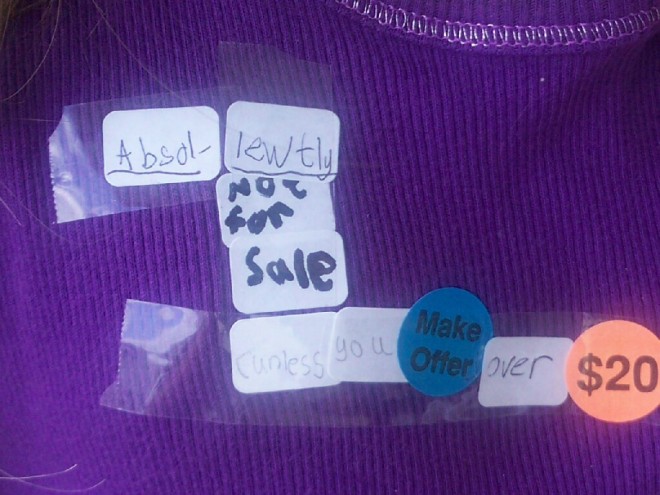 Garage sale sticker tags